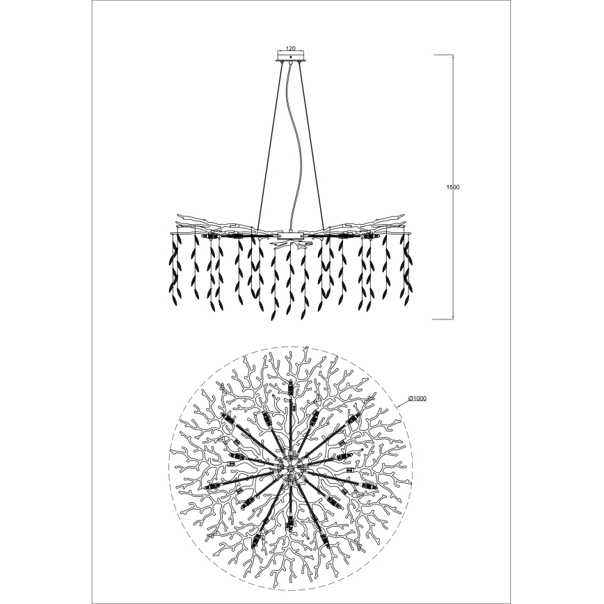 Zuma Line - Lysekrone med wireophæng 14xG9/3,5W/230V Ø 100 cm guld