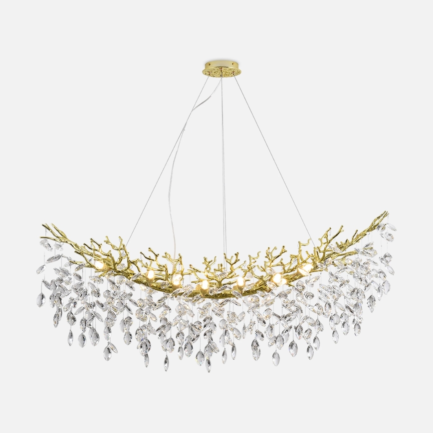 Zuma Line - Lysekrone med wireophæng 14xG9/3,5W/230V 115x40 cm guld