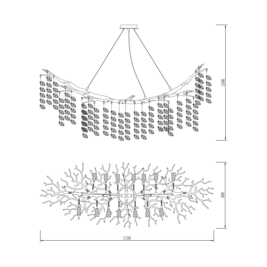 Zuma Line - Lysekrone med wireophæng 14xG9/3,5W/230V 115x40 cm guld