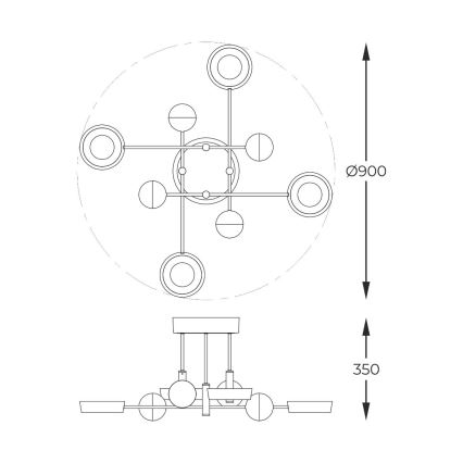 Zuma Line - LED dæmpbar overflademonteret loftlampe LED/60W/230V guld/sort