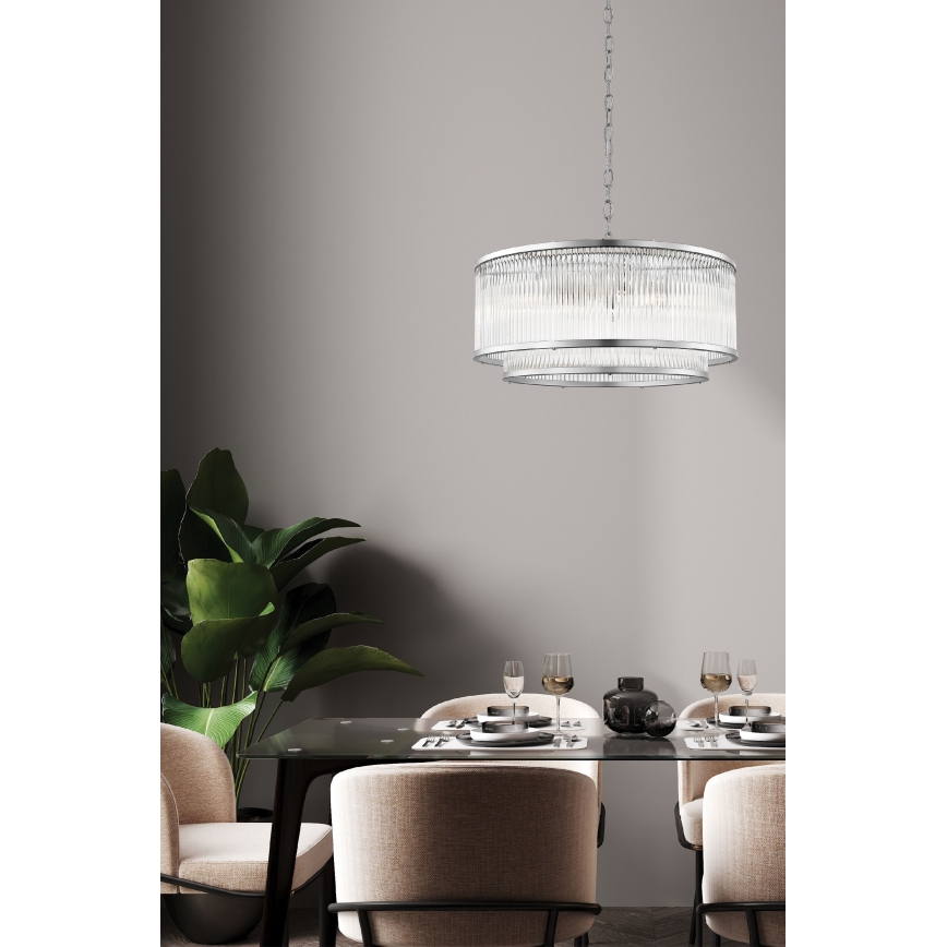 Zuma Line - Pendel med kædeophæng 6xE14/60W/230V skinnende krom