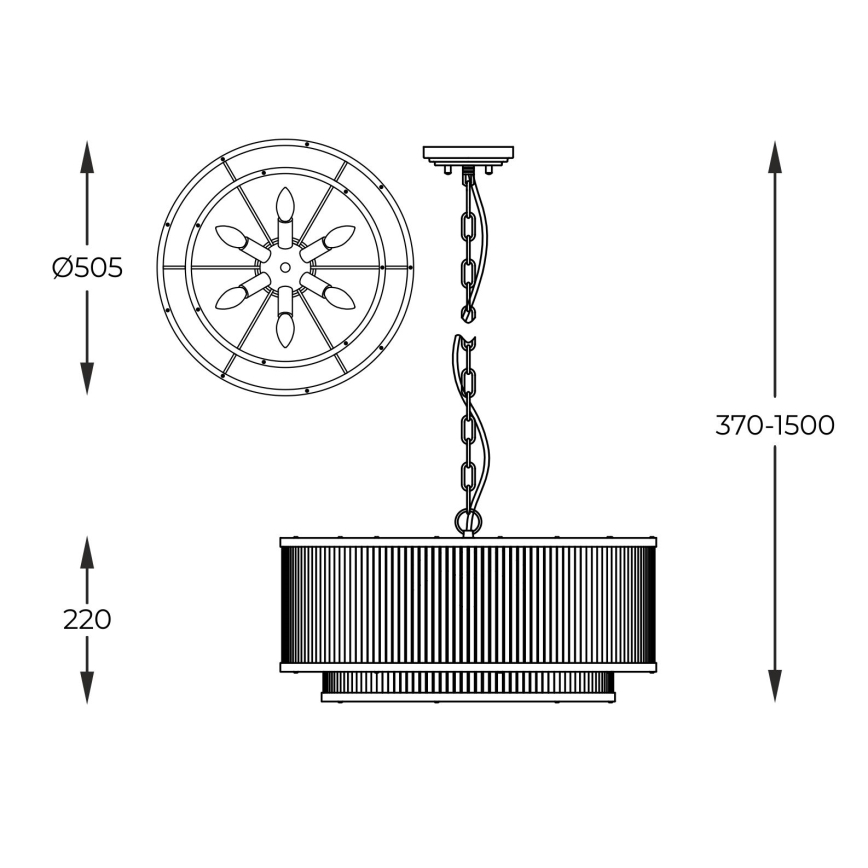 Zuma Line - Pendel med kædeophæng 6xE14/60W/230V skinnende krom