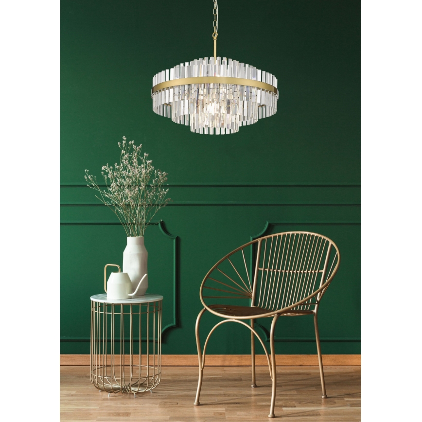 Zuma Line - Pendel med kædeophæng 12xG9/28W/230V diameter 60 cm guldfarvet