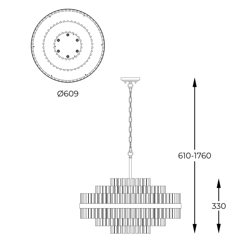 Zuma Line - Pendel med kædeophæng 12xG9/28W/230V diameter 60 cm guldfarvet