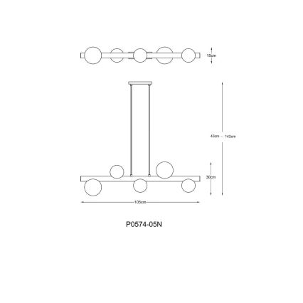 Zuma Line - Lysekrone med wireophæng, 5xG9/33W/230V, guld
