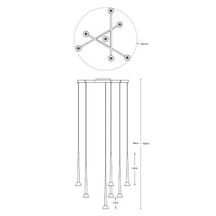 Zuma Line - LED-pendel med wireophæng 7xLED/6W/230V sort/guld