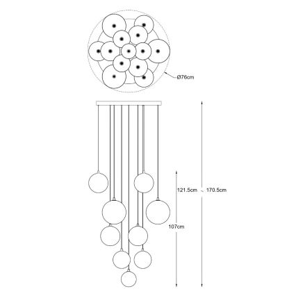Zuma Line - Lysekrone på vaier 13xG9/2W/230V guld