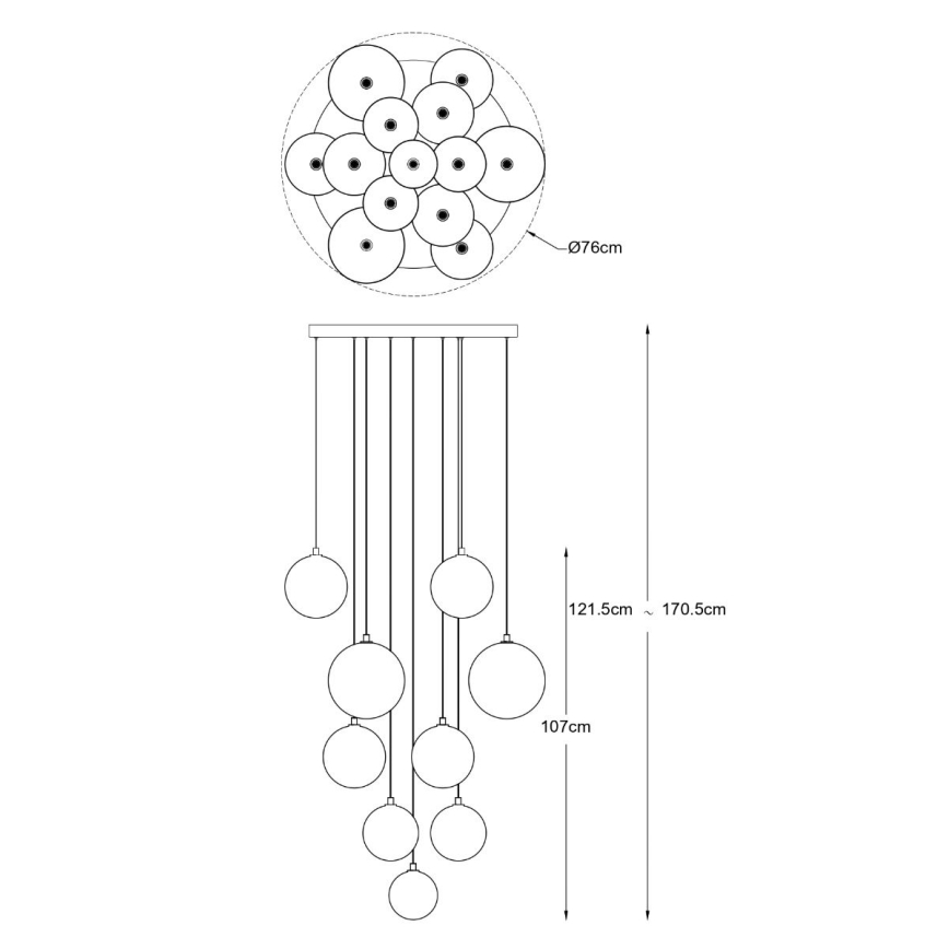Zuma Line - Lysekrone på vaier 13xG9/2W/230V guld
