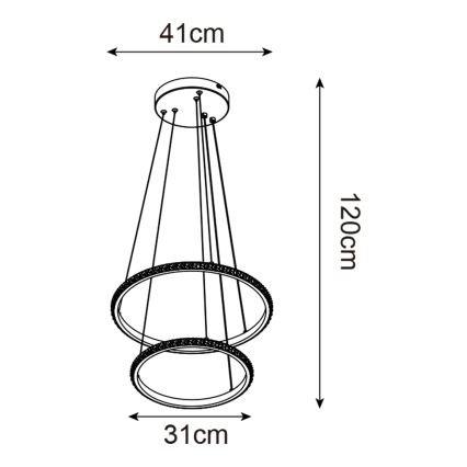 Zuma Line - LED pendel RIDE LED/22W/230V + LED/14W diameter 41 cm sort