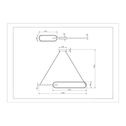 Zuma Line - LED-pendel med wireophæng, 2x LED/40 W/230 V, sort/guld