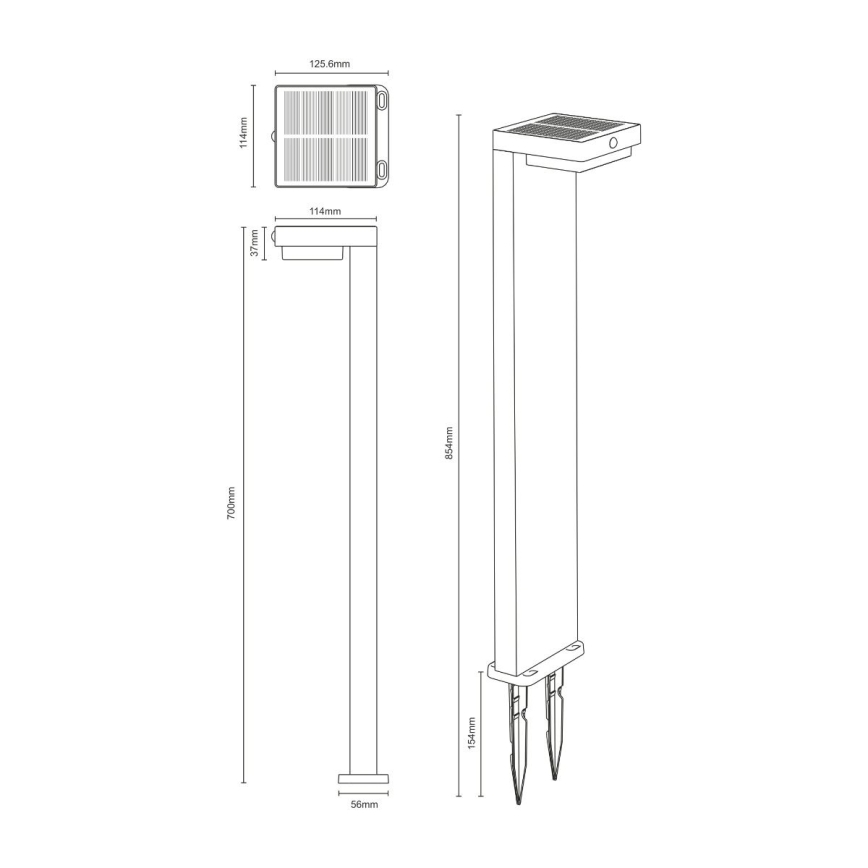Zuma Line - LED solcellelampe med bevægelsessensor LED/4,5W/2000 mAh IP44 sort