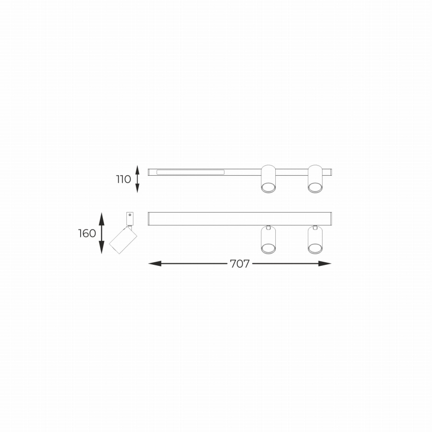 Zuma Line - LED vægspot 2xGU10/5W/230V + LED/8W sort