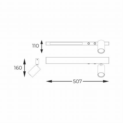 Zuma Line - LED vægspot 1xGU10/5W/230V + LED/8W sort