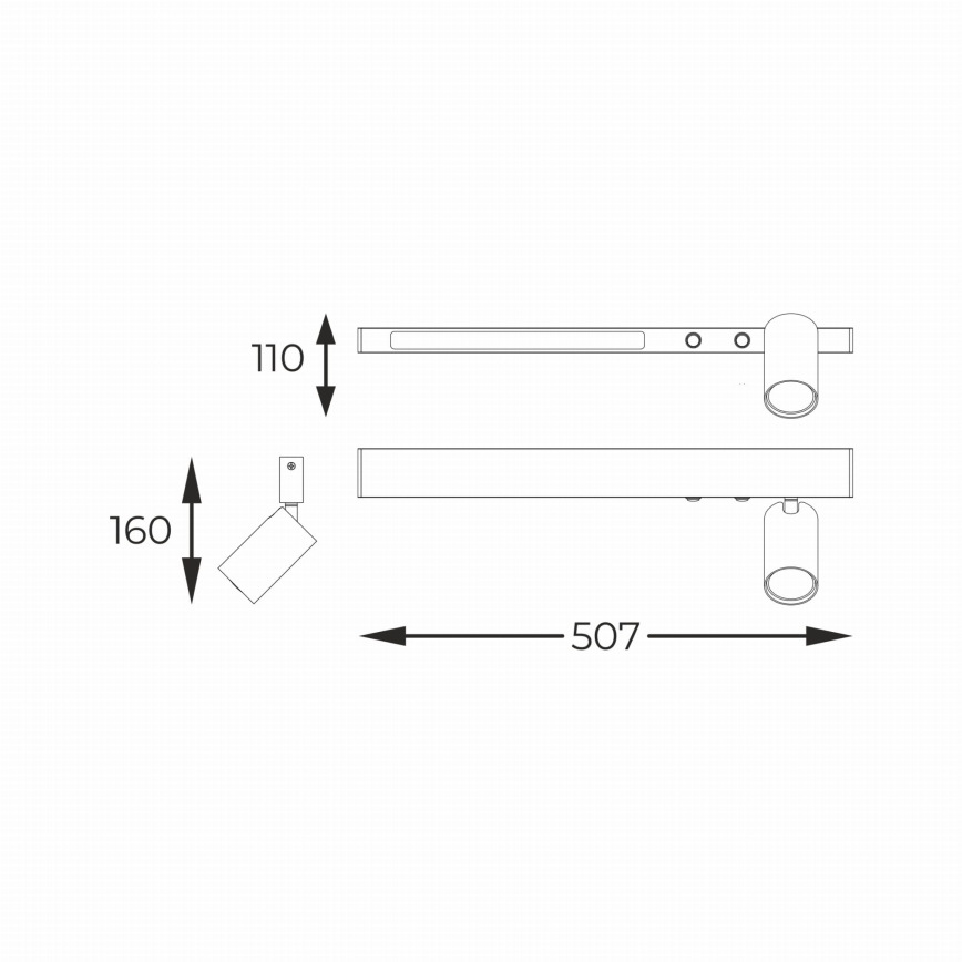Zuma Line - LED vægspot 1xGU10/5W/230V + LED/8W sort