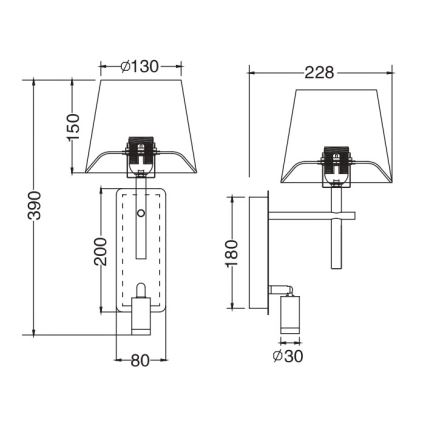 Zuma Line - LED væglampe 1xE27/40W/230V + LED/2,5W mat krom/hvid