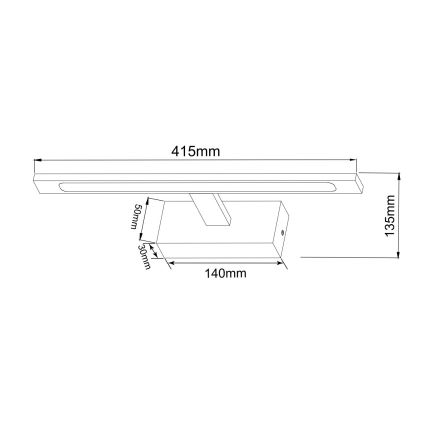 Zuma Line - LED spejllampe til badeværelse LED/12W/230V 41 cm IP44 sort