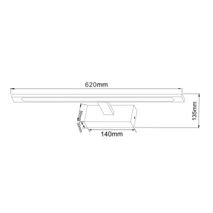 Zuma Line - LED badeværelses spejlbelysning LED/20W/230V 62 cm IP44 guld